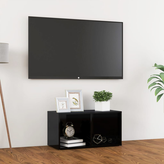 vidaXL TV-taso korkeakiilto musta 72x35x36,5 cm lastulevy