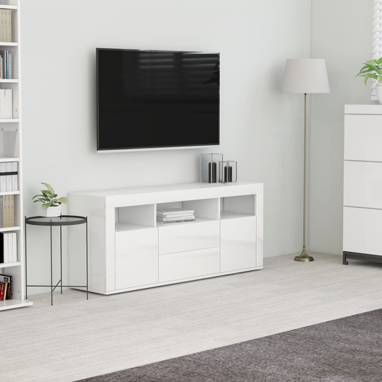 vidaXL TV-taso korkeakiilto valkoinen 120x30x50 cm lastulevy