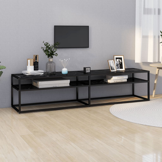 vidaXL TV-taso musta marmori 180x40x40,5 cm karkaistu lasi