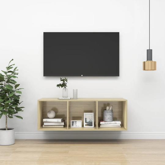 vidaXL Seinäkiinnitettävä TV-taso Sonoma-tammi 37x37x107 cm lastulevy