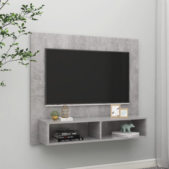 vidaXL TV-taso seinälle betoninharmaa 102x23,5x90 cm lastulevy