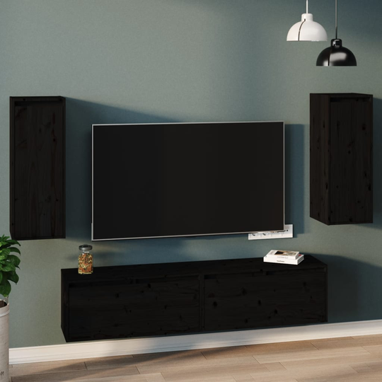 vidaXL Seinäkaapit 2 kpl musta 30x30x80 cm täysi mänty