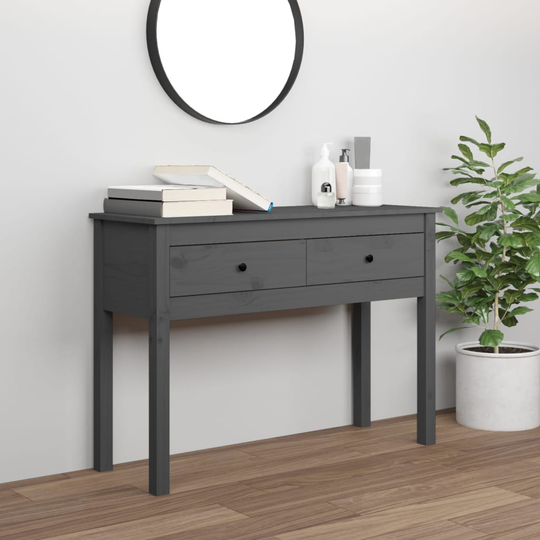 vidaXL Konsolipöytä harmaa 100x35x75 cm täysi mänty