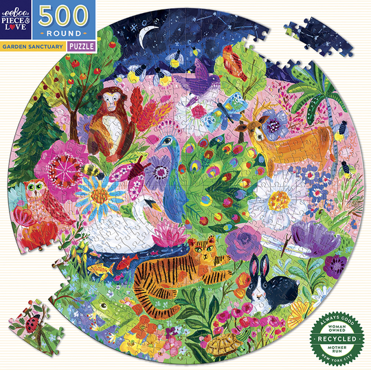 eeBoo - Round Puzzle 500 pcs - Garden Sanctuary - (EPZFGSA