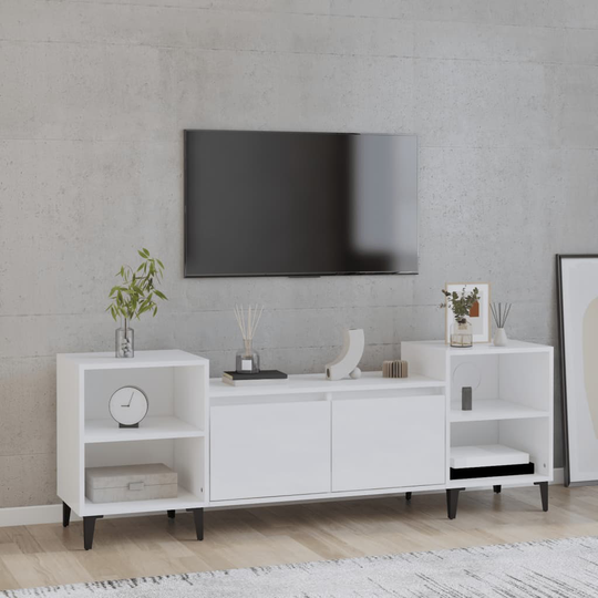 vidaXL TV-taso korkeakiilto valkoinen 160x35x55 cm tekninen puu