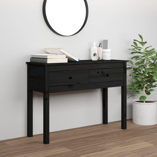 vidaXL Konsolipöytä musta 100x35x75 cm täysi mänty