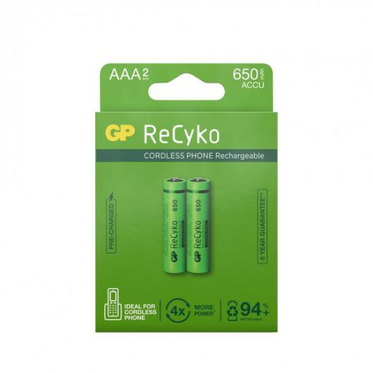 GP Batteries ReCyko 650 Akku ladattava, AAA, 2 kpl