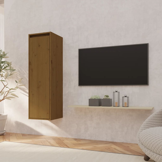 vidaXL Seinäkaappi hunajanruskea 30x30x100 cm täysi mänty
