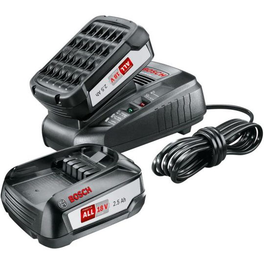 Bosch DIY AL 1830 CV + 2x2,5Ah Latauspaketti 2 kpl 2,5 Ah:n akkuja ja laturin