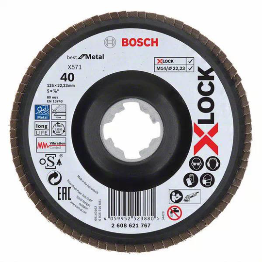 Bosch Best for Metal Lamellihiomalaikka x-LOCK X571, kulmassa 125 mm, G 40