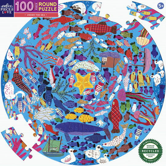 eeBoo - Round Puzzle 100 pcs - Under the Sea - (EPZUTS