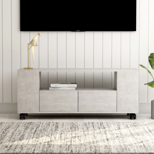 vidaXL TV-taso betoninharmaa 120x35x43 cm lastulevy