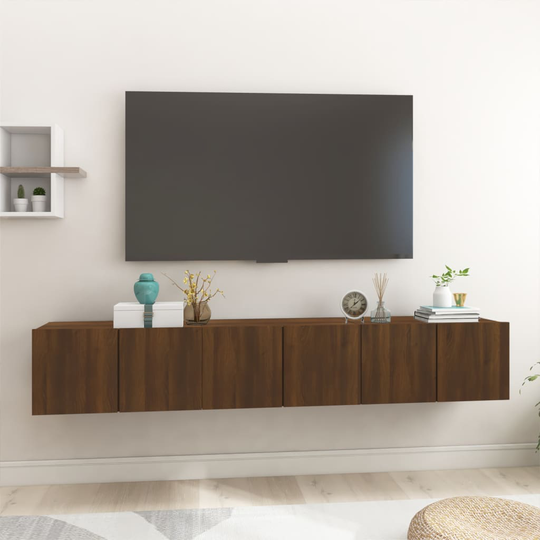 vidaXL Riippuva TV-kaappi ruskea tammi 3 kpl 60x30x30 cm tekninen puu