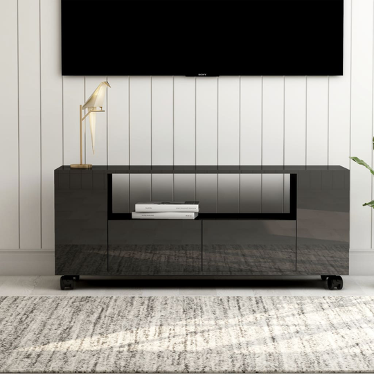 vidaXL TV-taso korkeakiilto harmaa 120x35x43 cm lastulevy