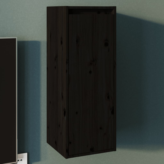 vidaXL Seinäkaappi musta 30x30x80 cm täysi mänty