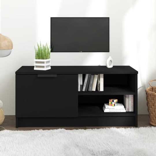 vidaXL TV-taso musta 80x35x36,5 cm tekninen puu