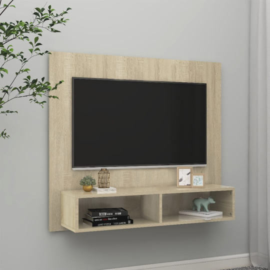 vidaXL TV-taso seinälle Sonoma-tammi 102x23,5x90 cm lastulevy