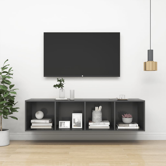 vidaXL Seinäkiinnitettävä TV-taso harmaa 37x37x142,5 cm lastulevy