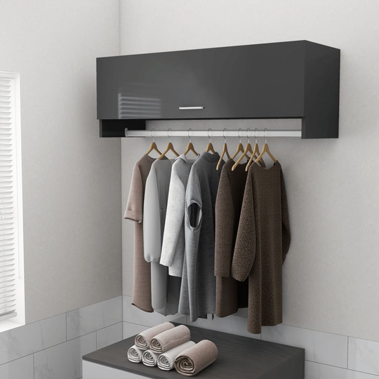 vidaXL Vaatekaappi korkeakiilto harmaa 100x32,5x35 cm lastulevy