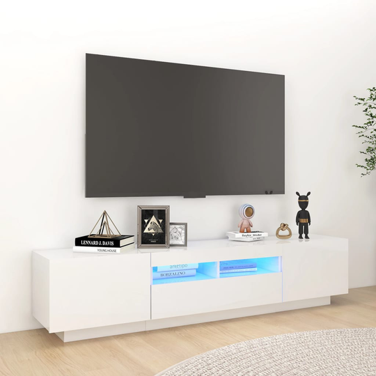 vidaXL TV-taso LED-valoilla korkeakiilto valkoinen 180x35x40 cm