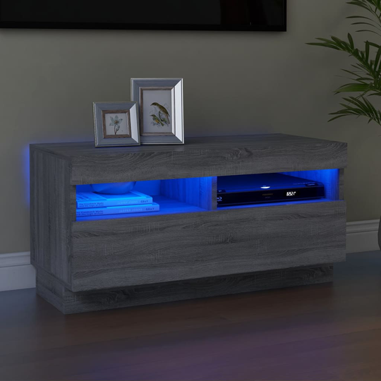 vidaXL TV-taso LED-valoilla harmaa Sonoma 80x35x40 cm
