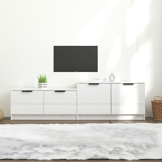 vidaXL TV-taso korkeakiilto valkoinen 158,5x36x45 cm tekninen puu