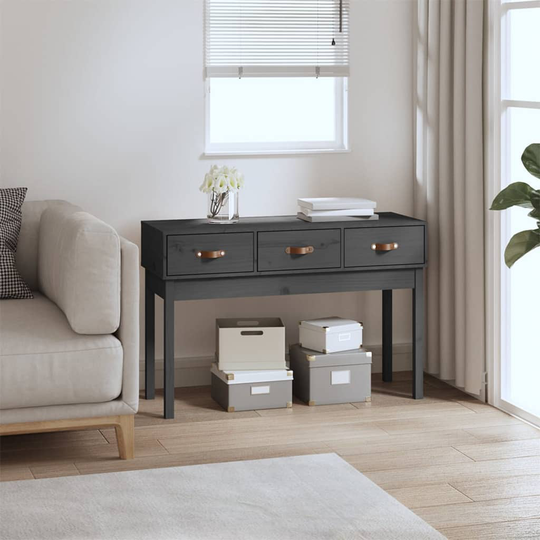vidaXL Konsolipöytä harmaa 114x40x75 cm täysi mänty