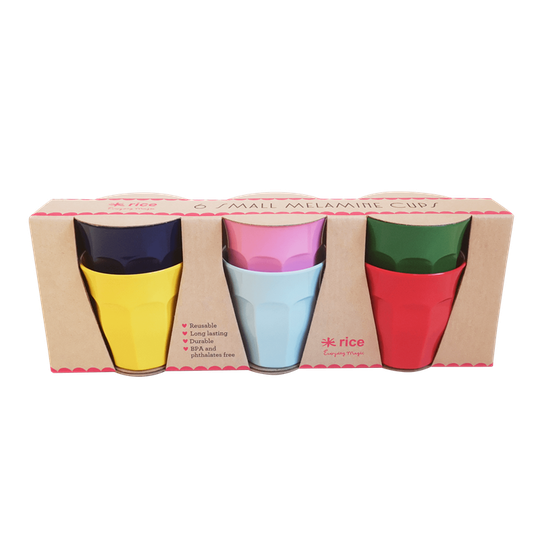 Rice - Small Melamine Kids Cups 6 Pcs - Favorite Colors