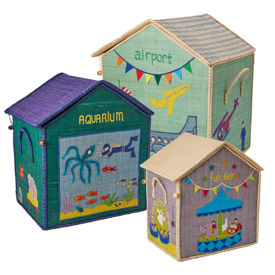 Rice - Large Set of 3 Toy Baskets Vacation Theme