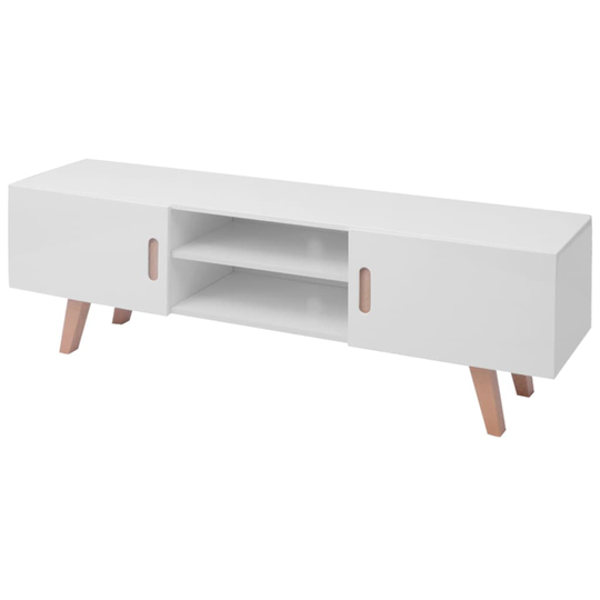 vidaXL TV-taso MDF 150 x 35 x 48,5 cm korkeakiilto valkoinen