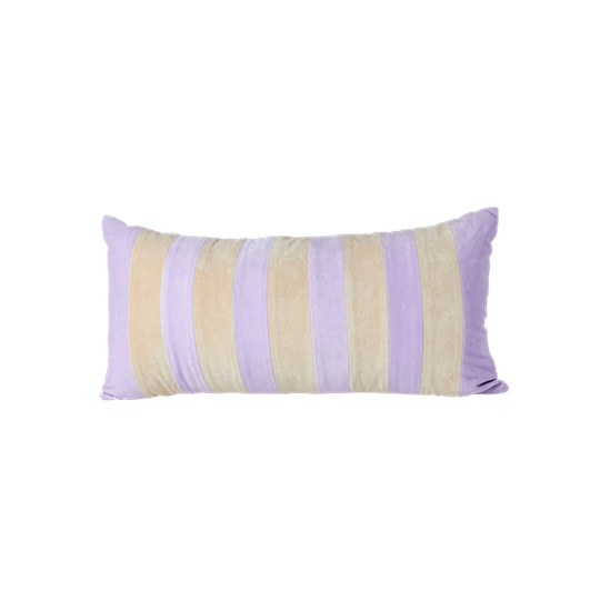 Rice - Rectangular Cushion - Medium Lavender&Beige Stripes