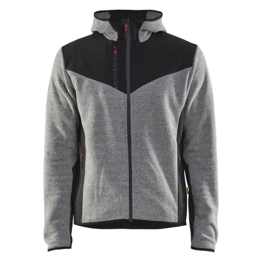 Blåkläder 594025369099XS Takki neulosta, softshell-vahvikkeet, harmaameleerattu/musta Koko XS