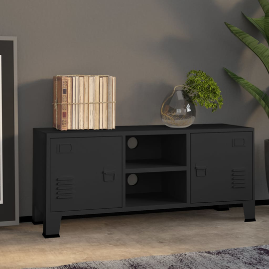 vidaXL Teollinen TV-taso musta 105x35x42 cm metalli