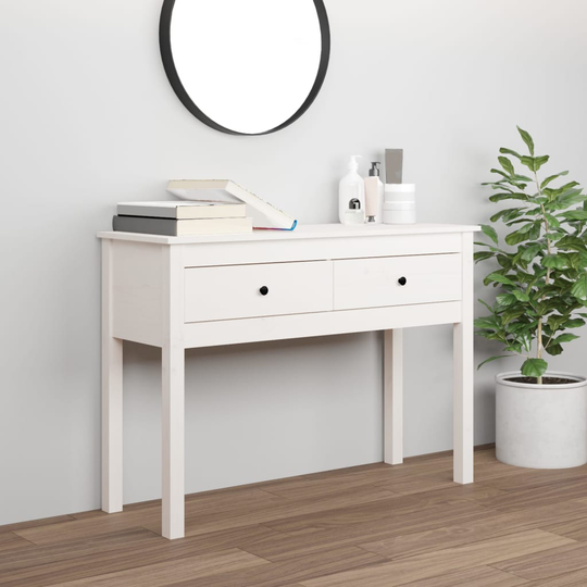 vidaXL Konsolipöytä valkoinen 100x35x75 cm täysi mänty