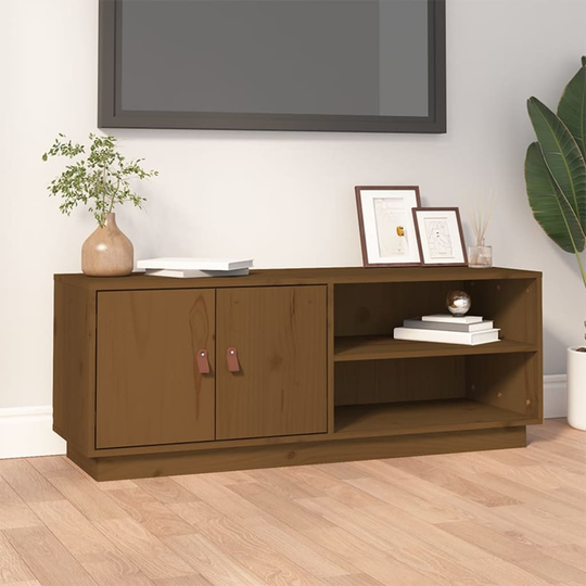 vidaXL TV-taso hunajanruskea 105x34x40 cm täysi mänty