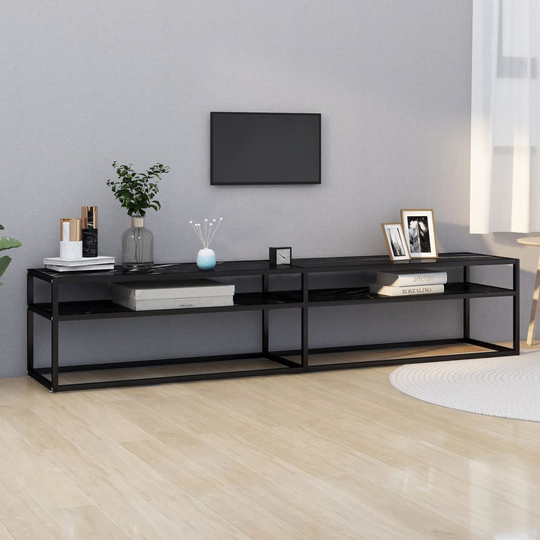 vidaXL TV-taso musta marmori 200x40x40,5 cm karkaistu lasi