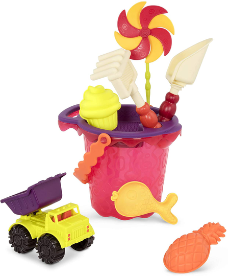 B. Toys - Sands Ahoy– Beach Playset - Medium Bucket Set, Red (1331)