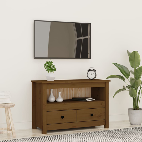 vidaXL TV-taso hunajanruskea 79x35x52 cm täysi mänty
