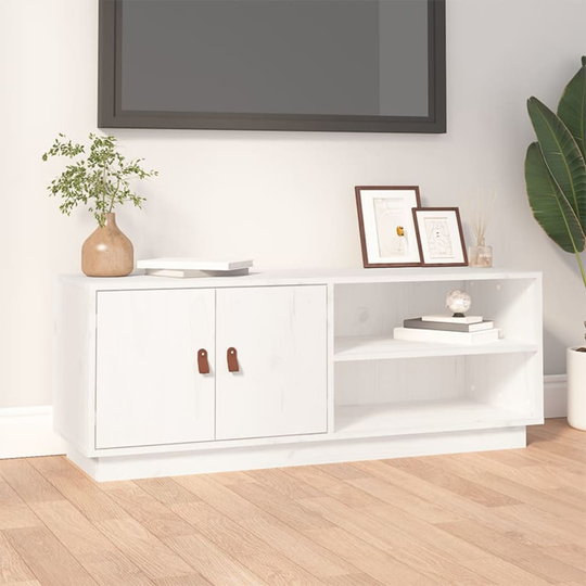 vidaXL TV-taso valkoinen 105x34x40 cm täysi mänty