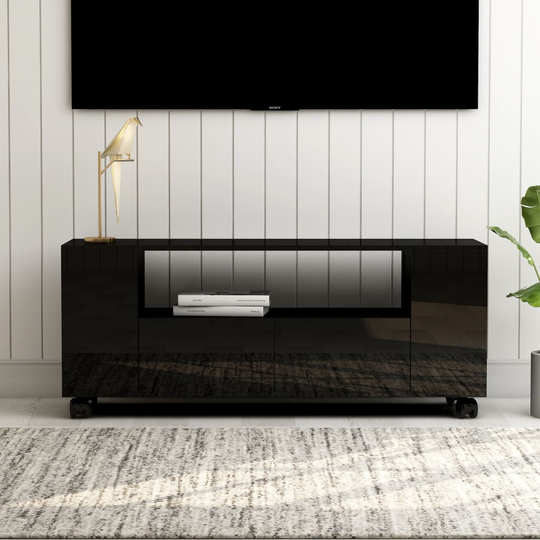vidaXL TV-taso korkeakiilto musta 120x35x43 cm lastulevy