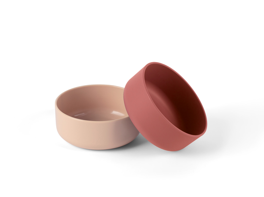 Dantoy - Tiny Biobased Bowl Set - Nude&Ruby Red (6210)