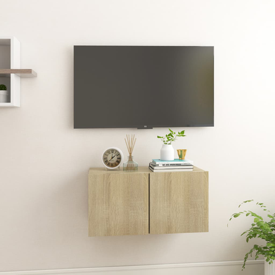 vidaXL Seinäkiinnitettävä TV-taso Sonoma-tammi 60x30x30 cm