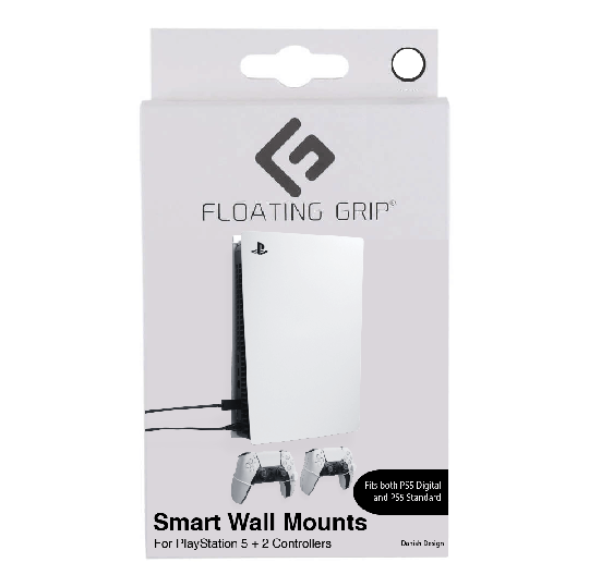 Floating Grip Playstation 5 Wall Mounts by Floating Grip - White Bundle