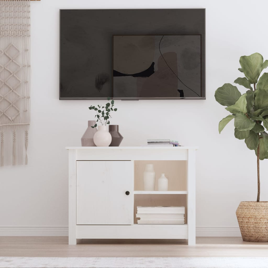 vidaXL TV-kaappi valkoinen 70x36,5x52 cm täysi mänty