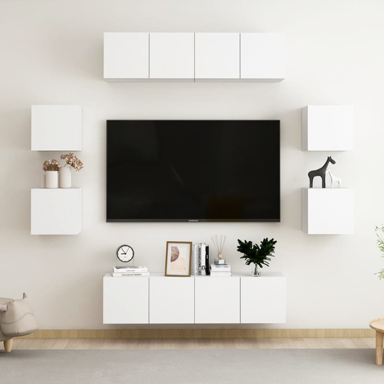 vidaXL 8-osainen TV-kaappisarja valkoinen lastulevy