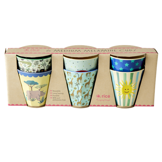 Rice - Medium Melamine Cups 6 Pcs - Funky Prints