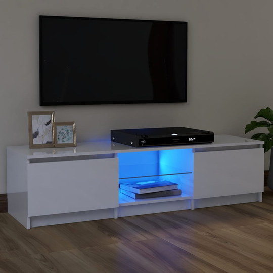 vidaXL TV-taso LED-valoilla korkeakiilto valkoinen 120x30x35,5 cm