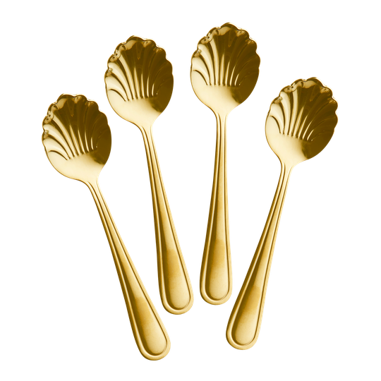 Rice - Stainless Steel Seashell Teaspoon Set of 4 - Gold
