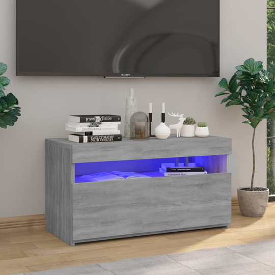 vidaXL TV-taso LED-valoilla harmaa Sonoma 75x35x40 cm