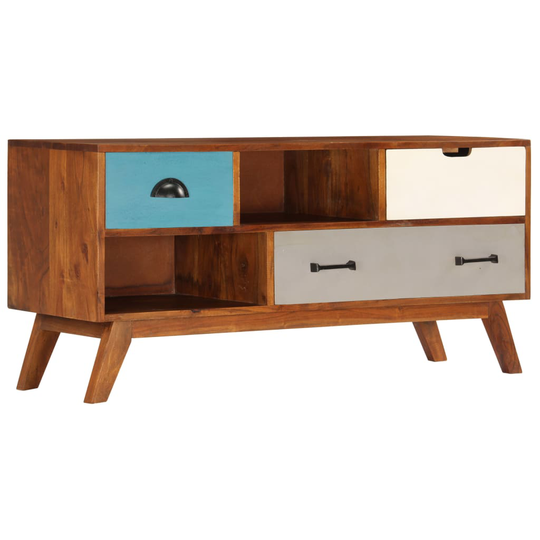 vidaXL TV-taso 3 vetolaatikoilla 110x35x50 akaasiapuu